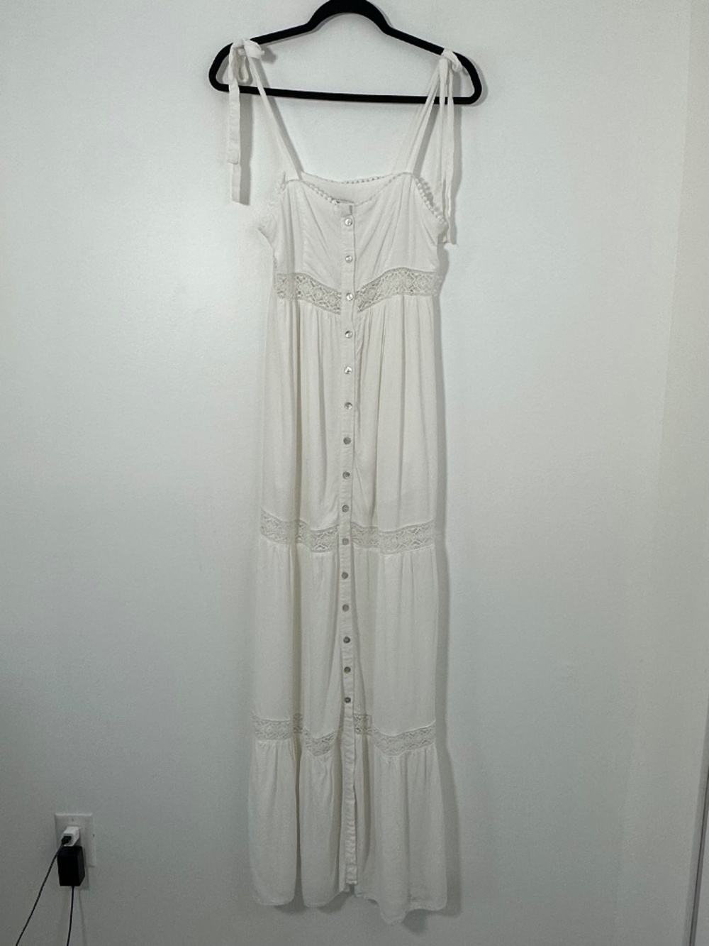 Forever 21 Women’s Medium Y2K Boho Cottagecore Strappy Crochet Lace Maxi Dress